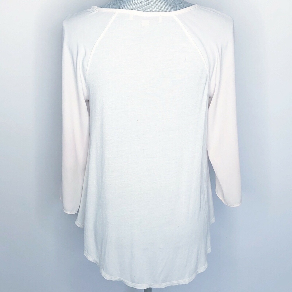 Ann Taylor LOFT Blouse Ombre Sleeves Eyelet (F70) - Picture 4 of 6